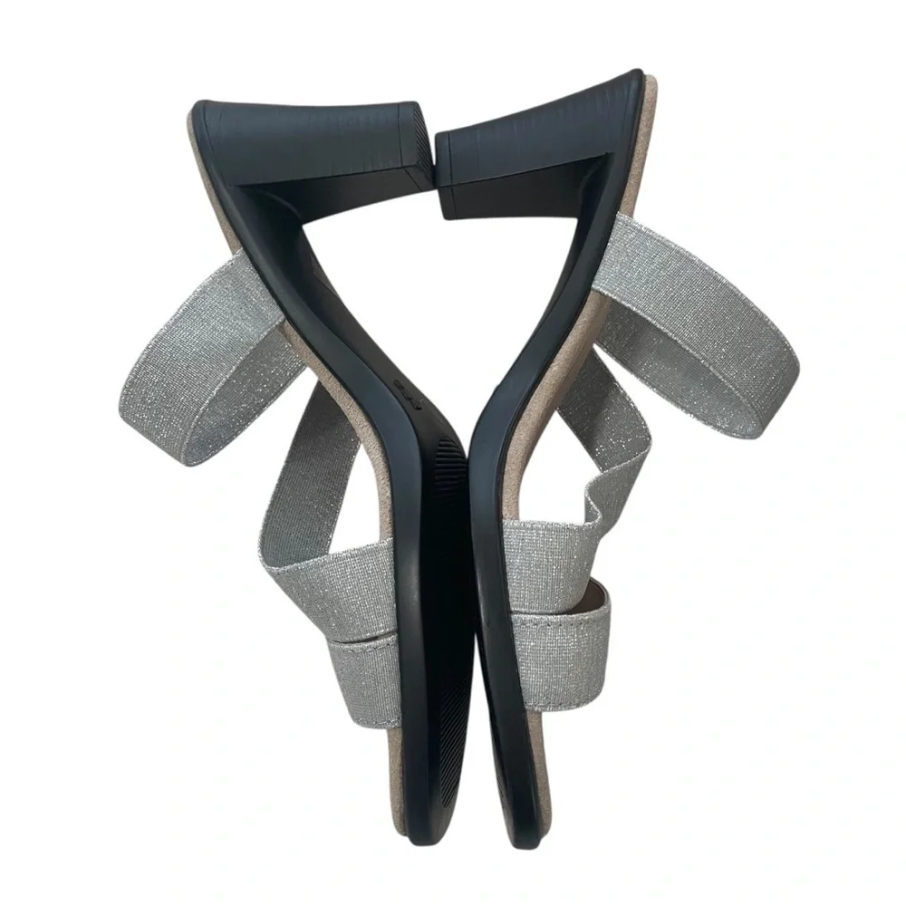 Charleston Shoe Co Jac Strappy Heel Sandal Silver Comfort Shoes Size 9 - Picture 3 of 9